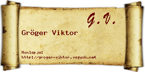 Gröger Viktor névjegykártya